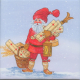 Ceramic Tile - Tomte with skiis and gifts